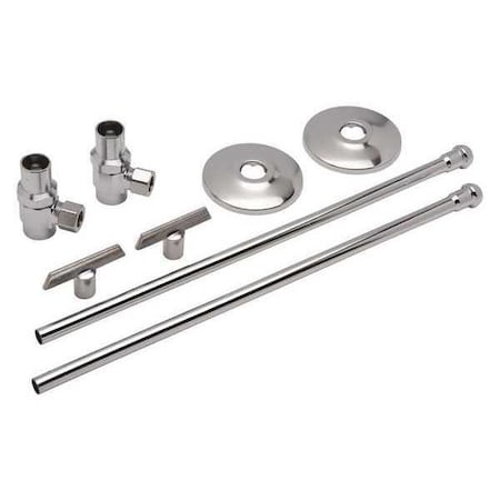 Zurn Angle Stop Valve, Chrome, 2-3/4 in. L, FC Z8806-XL-LR-LK-PC