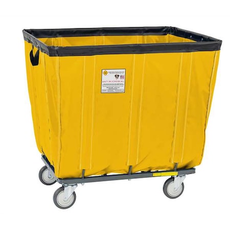 R&B Wire Products Antimicrobial Vinyl Basket Truck with Steel Base, 14 Bushel, Yellow 414SOC/ANTI/YEL