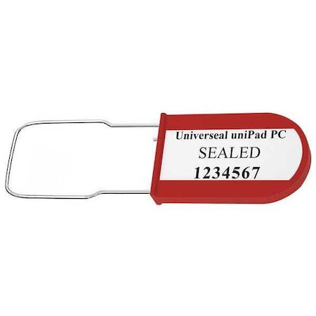 Universeal Padlock Seal 3-1/4" x 3/64", Acrylic, Red, Pk50 UPAD-PC RED50