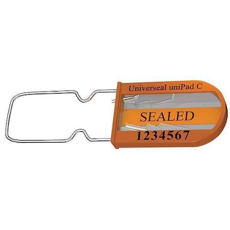 Universeal Padlock Seal 3-1/4" x 3/64", Plastic, Orange, Pk50 UPAD-C ORANGE50