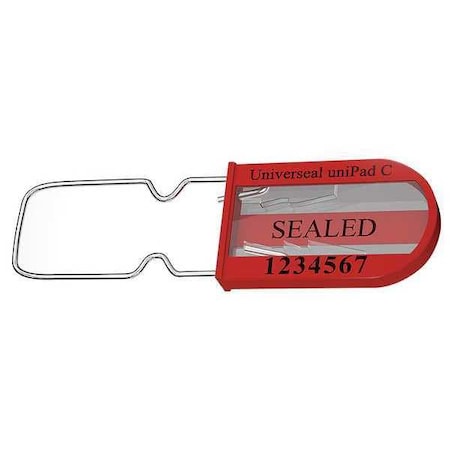 Universeal Padlock Seal 3-1/4" x 3/64", Plastic, Red, Pk50 UPAD-C RED50