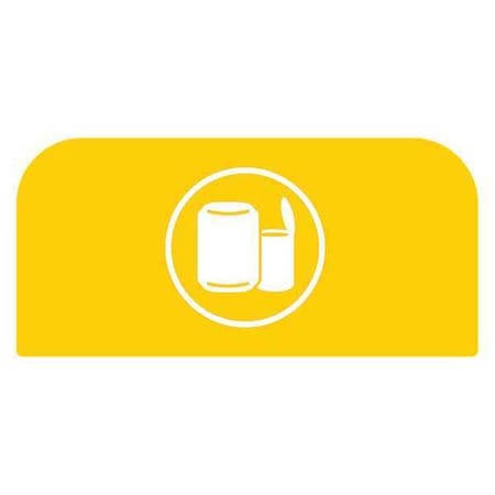 Rubbermaid Commercial Recycle Label, 8-1/2"H x 1-25/32"W, Ylw 1961596