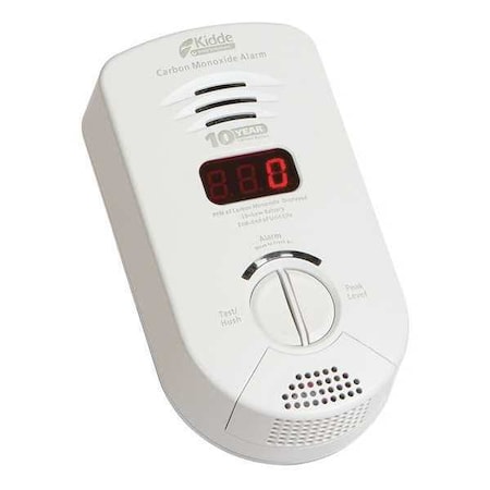 Kidde Carbon Monoxide Alarm, 85 dB at 10 ft, 110V AC/DC, Electrochemical Battery Backup: Yes KN-COP-DP-10YB