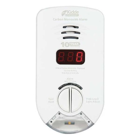 Kidde Carbon Monoxide Alarm, 85 dB at 10 ft, 110V AC/DC, Electrochemical Battery Backup: Yes KN-COP-DP-10YH