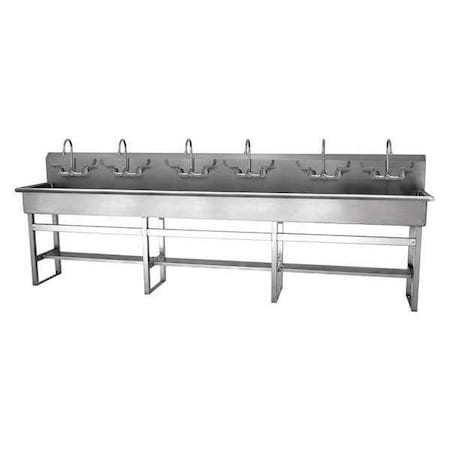 Sani-Lav Floor Mount, 12 Hole, Dual Manual Handle, Silver, Wash Station 512FFL-0.5