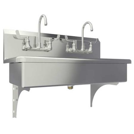 Sani-Lav Wall Mount, 4 Hole, Dual Manual Handle, Silver, Wash Station 54WFL