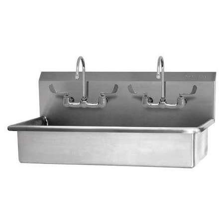 Sani-Lav Wall Mount, 4 Hole, Dual Manual Handle, Silver, Wash Station 54WFL-0.5