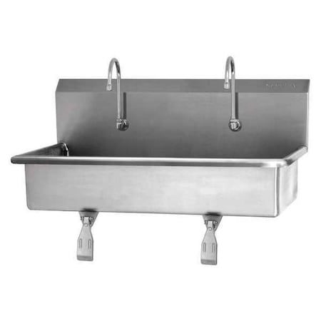 Sani-Lav Wall Mount, 2 Hole, Single Knee Pedal, Silver, Wash Station 54W1-0.5