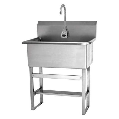 Sani-Lav Floor Mount, 1 Hole, Sensor, Silver, Scrub Sink 531FA-0.5