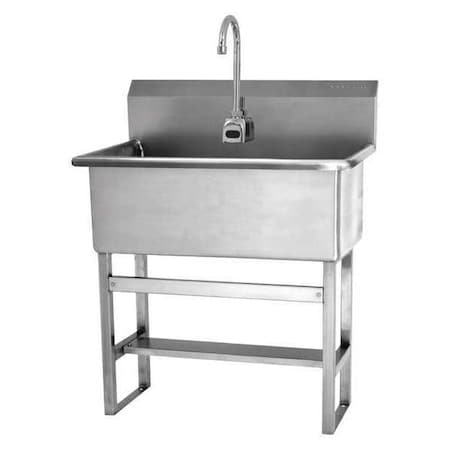 Sani-Lav Floor Mount, 1 Hole, Sensor, Silver, Scrub Sink 532FA-0.5