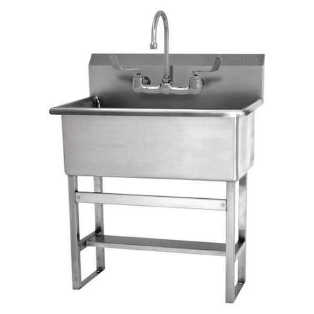 Sani-Lav Floor Mount, 2 Hole, Dual Manual Handle, Silver, Scrub Sink 532FF-0.5