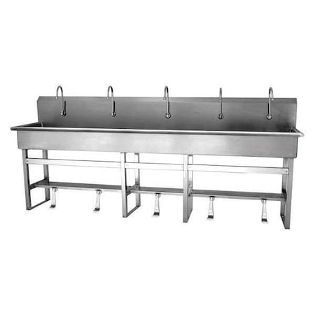 Sani-Lav Floor Mount, 5 Hole, Single Foot Pedal, Silver, Wash Station 510F1-0.5