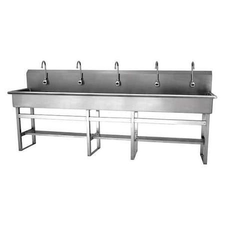 Sani-Lav Floor Mount, 5 Hole, Sensor, Silver, Wash Station 510FA-0.5