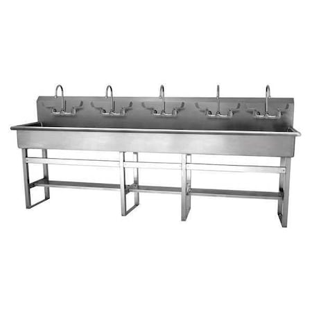 Sani-Lav Floor Mount, 10 Hole, Dual Manual Handle, Silver, Wash Station 510FF-0.5