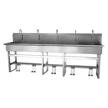 Sani-Lav Floor Mount, 5 Hole, Dual Foot Pedal, Silver, Wash Station 510FS-0.5