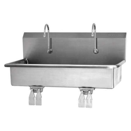 Sani-Lav Wall Mount, 2 Hole, Dual Knee Pedal, Silver, Wash Station 54WSL-0.5