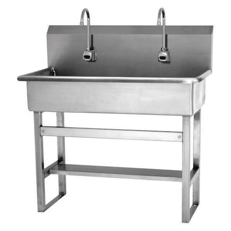 Sani-Lav Floor Mount, 2 Hole, Sensor, Silver, Wash Station 54FBL-0.5