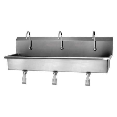 Sani-Lav Wall Mount, 3 Hole, Single Knee Pedal, Silver, Wash Station 56W1-0.5