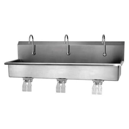 Sani-Lav Wall Mount, 3 Hole, Dual Knee Pedal, Silver, Wash Station 56WSL-0.5