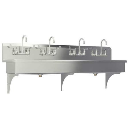 Sani-Lav Wall Mount, 8 Hole, Dual Manual Handle, Silver, Wash Station 58WFL