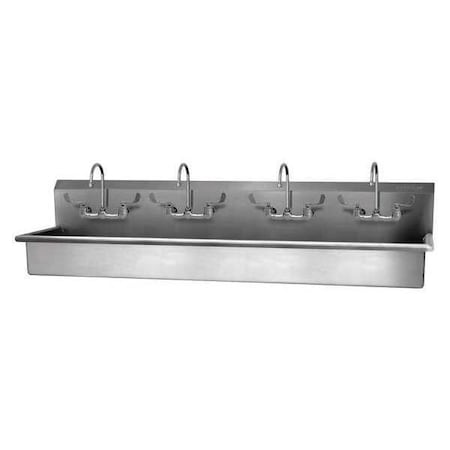 Sani-Lav Wall Mount, 8 Hole, Dual Manual Handle, Silver, Wash Station 58WFL-0.5