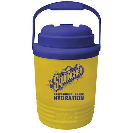 Sqwincher Beverage Cooler, 1gal, Yellow, Plastic, PK12 158400101