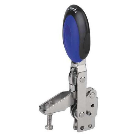 Kipp Toggle Clamp Vertical With Safety Lock, Foot Vert. F1=1350, Spindle M06X35, Stainless Steel, Blue K0663.106101