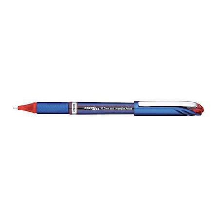 Pentel EnerGel NV Gel Pen, Stick, Fine 0.5 mm, Red Ink, Blue/Red Barrel, PK12 BLN25B