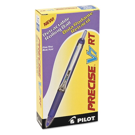 Pilot Precise V7RT Rollerball Pen, Retractable, Fine 0.7 mm, Blue Ink, Blue Barrel, PK12 26068