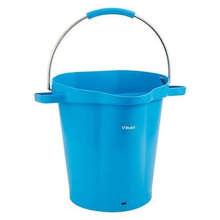 Vikan 5 1/4 gal Round Bucket, 15 in H, 14 1/8 in Dia, Blue, Polypropylene/Stainless Steel 56923