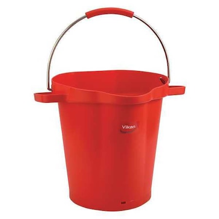 Vikan 5 1/4 gal Round Bucket, 15 in H, 14 1/8 in Dia, Red, Polypropylene/Stainless Steel 56924