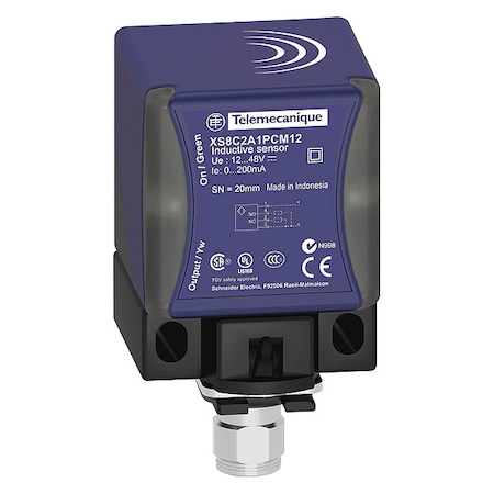 Telemecanique Sensors Inductive, Rectangular Proximity Sensor, PBT, M12, 3 Wires, Shielded XS8C2A1NCM12