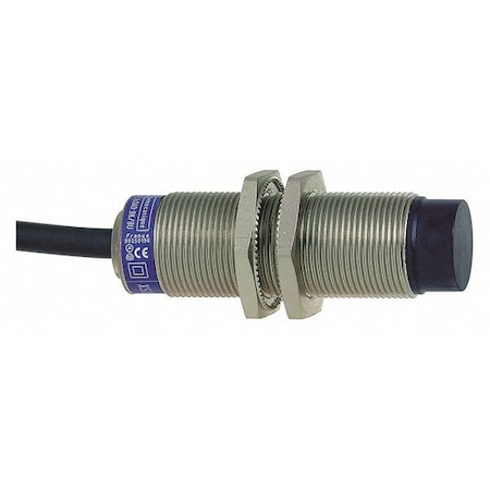 Telemecanique Sensors Cylindrical, Inductive Proximity Sensor, 24 mm Dia., Brass, 1/2 in Connector, 2 Wires, Shielded XS618B4MAU20