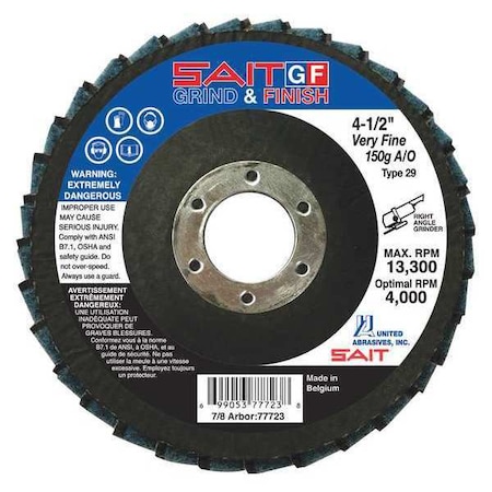 United Abrasives/Sait SAIT 77761 SAIT GF Grind & Finish Flap Discs, 4-1/2" x 7/8", Ceramic Grain, Coarse/60 Grit, 10-Pack 77761