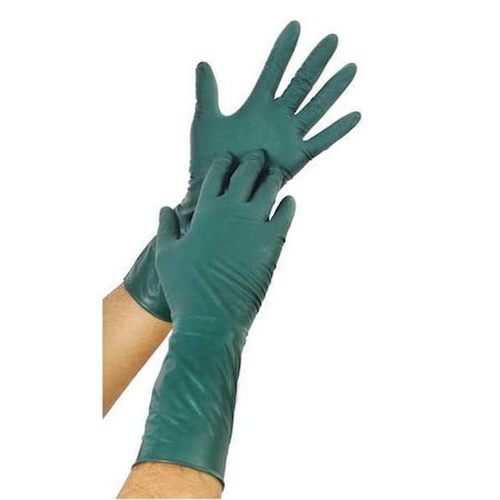 Condor Disposable Gloves, 8 mil Palm, Nitrile, Powder-Free, XL, 50 PK, Green 48UM82