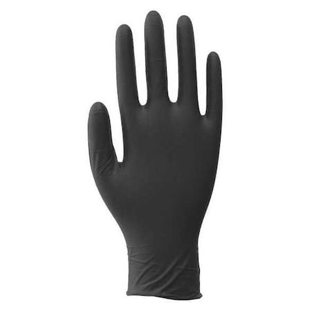 Condor Disposable Gloves, 3.00 to 3.99 mil Palm, Nitrile, Powder-Free, L (9), 100 PK, Black 48UM41