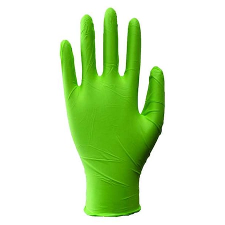 Condor Disposable Gloves, 3.5 mil Palm, Nitrile, Powder-Free, L, 100 PK, Green 48UM51