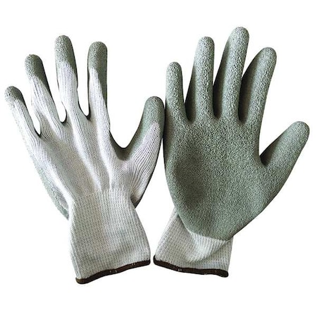 Condor Coated Gloves, Natural Rubber Latex, Crinkled, Palm, 4 Abrasion Level, Gray, 2XL 1 PR 48UN84