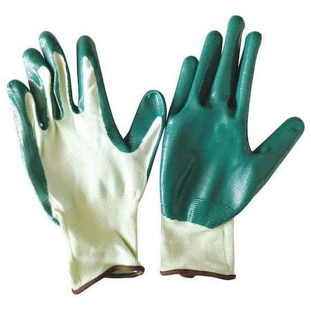 Condor Coated Gloves, Nitrile, Smooth, Palm, 3 Abrasion Level, Green, XL (10) 1 PR 48UN88