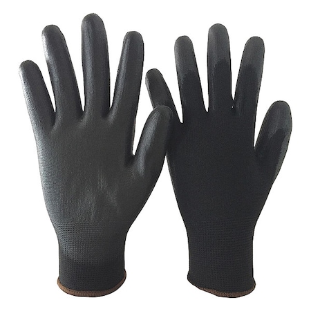 Condor Coated Gloves, Polyurethane, Smooth, Palm, 3 Abrasion Level, Black, XL (10) 1 PR 48UP84