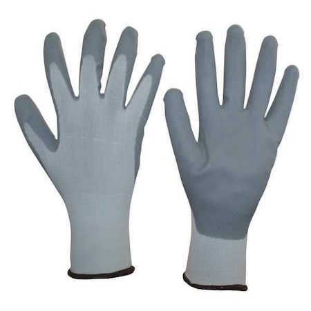 Zoro Select Coated Gloves, Nitrile, Foam, Palm, 3 Abrasion Level, White, M 1 PR 48UP72