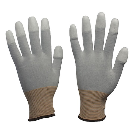 Condor Coated Gloves, Polyurethane, Smooth, Fingertips, 1 Abrasion Level, White, S (7) 1 PR 48UP76