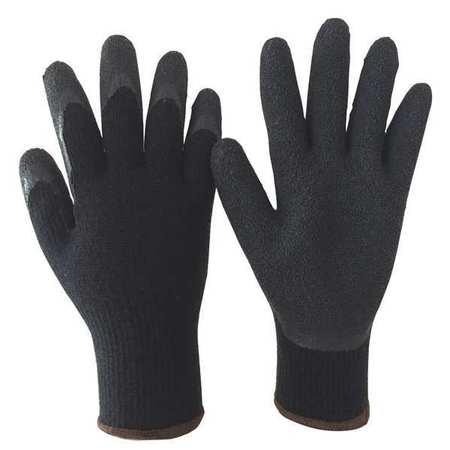 CONDOR Natural Rubber Latex Coated Gloves, Palm Coverage, Black, L, PR 48UP48