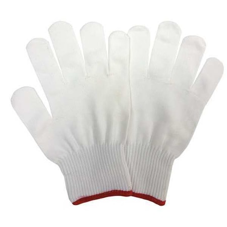 Condor Knit Gloves, Nylon, None Uncoated, Knit, White, S, 12 PK 48UR73
