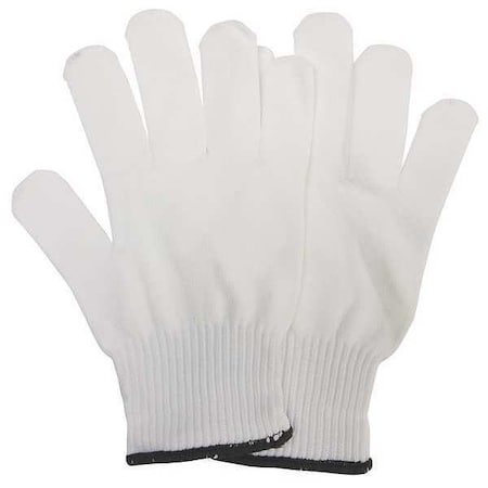 Condor Knit Gloves, Nylon, None Uncoated, Knit, White, L, 12 PK 48UR74