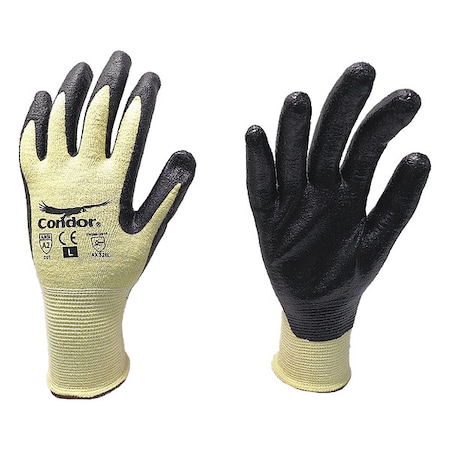 Condor Cut Resistant Coated Gloves, Cut Level A2 , Dipped , Nitrile , Foam , L 1 PR 48UR34