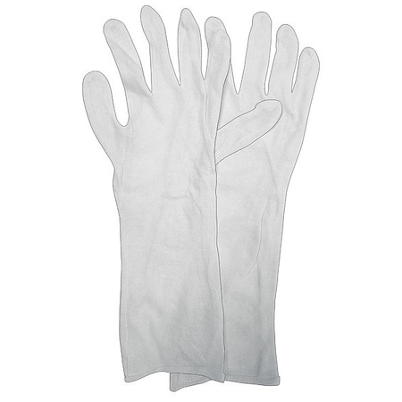 Condor Inspection Gloves, Cotton, 14 in Length, Light, White, Size L , 12 PK 48UR63