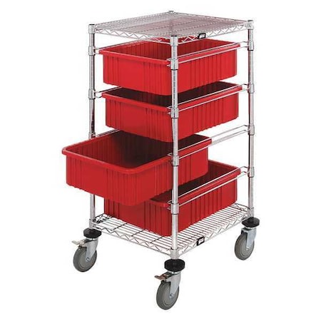 Quantum Storage Systems Mobile Bin Cart, 45 in H x 24 in W, 1 Shelves BC212434M1RD