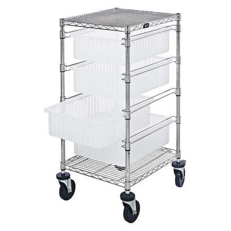 Quantum Storage Systems Vertical Rack-Style Compartmentable Bin Cart, 21" D x 45 in H x 24 in W, 1 Shelves, Clear BC212434M1CL