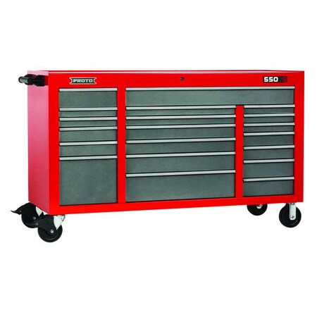 Proto 550S Series Rolling Tool Cabinet, 20 Drawer, Red/Gray, Steel, 67 ...